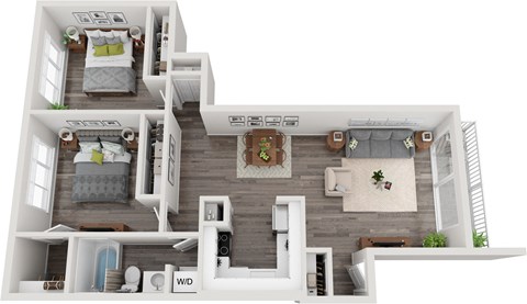 a234 floor plan  1 bedroom with 2 baths  1195 square feet